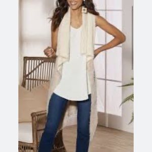 Soft Surroundings  Sleeveless Cardigan  Soft Cozy Plush Cream L/XL (12-18) $89!